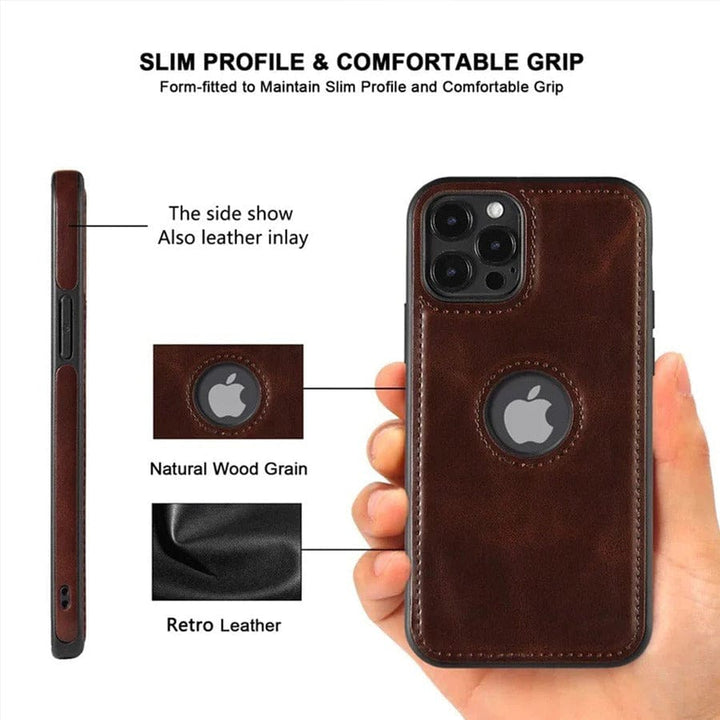 FRATO luxury Case iPhone 15 Series Luxury Leather Logo Cut Back Cover