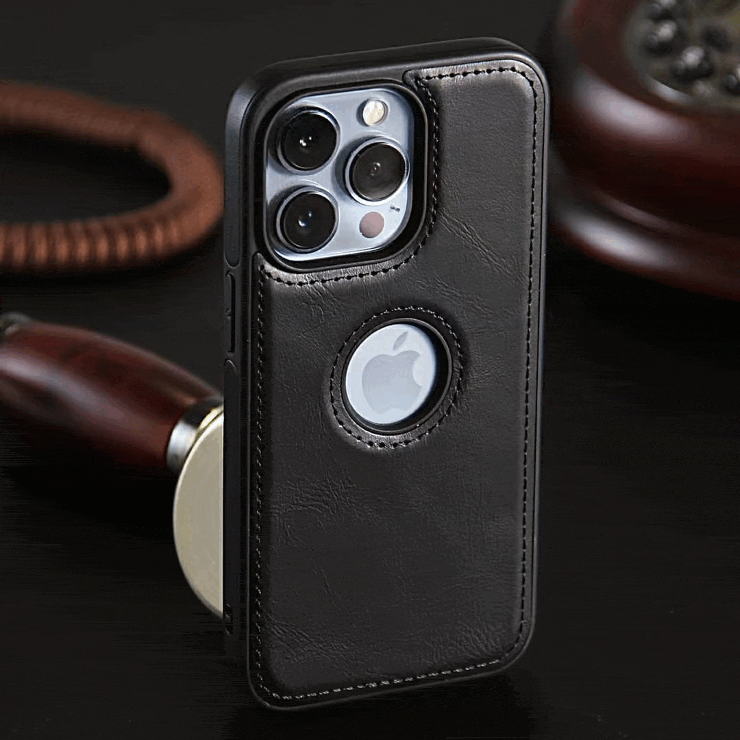 FRATO luxury Case iPhone 15 Series Luxury Leather Logo Cut Back Cover