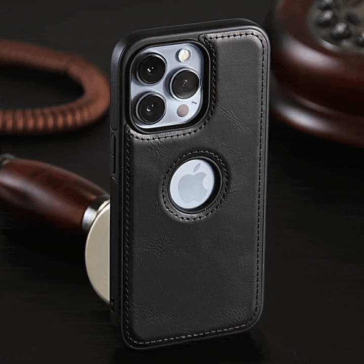 FRATO luxury Case iPhone 15 Series Luxury Leather Logo Cut Back Cover