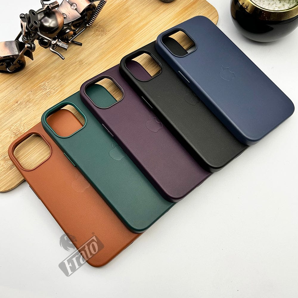 FRATO luxury Case iPhone 15 Series Luxury Leather Texture With Logo Shockproof Case Cover