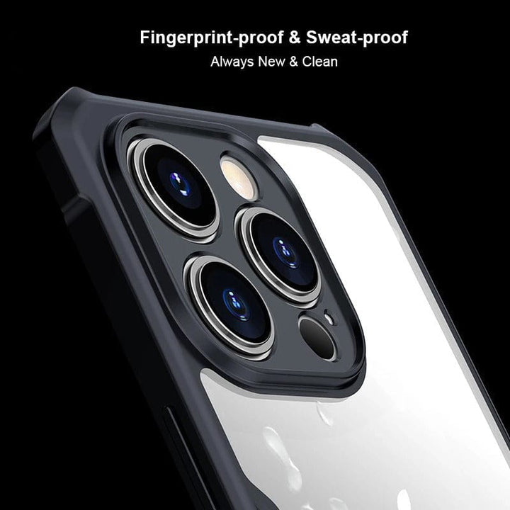 FRATO luxury Case iPhone 15 Series Shockproof Airbags Bumper Transparent Back Case Cover (Black)