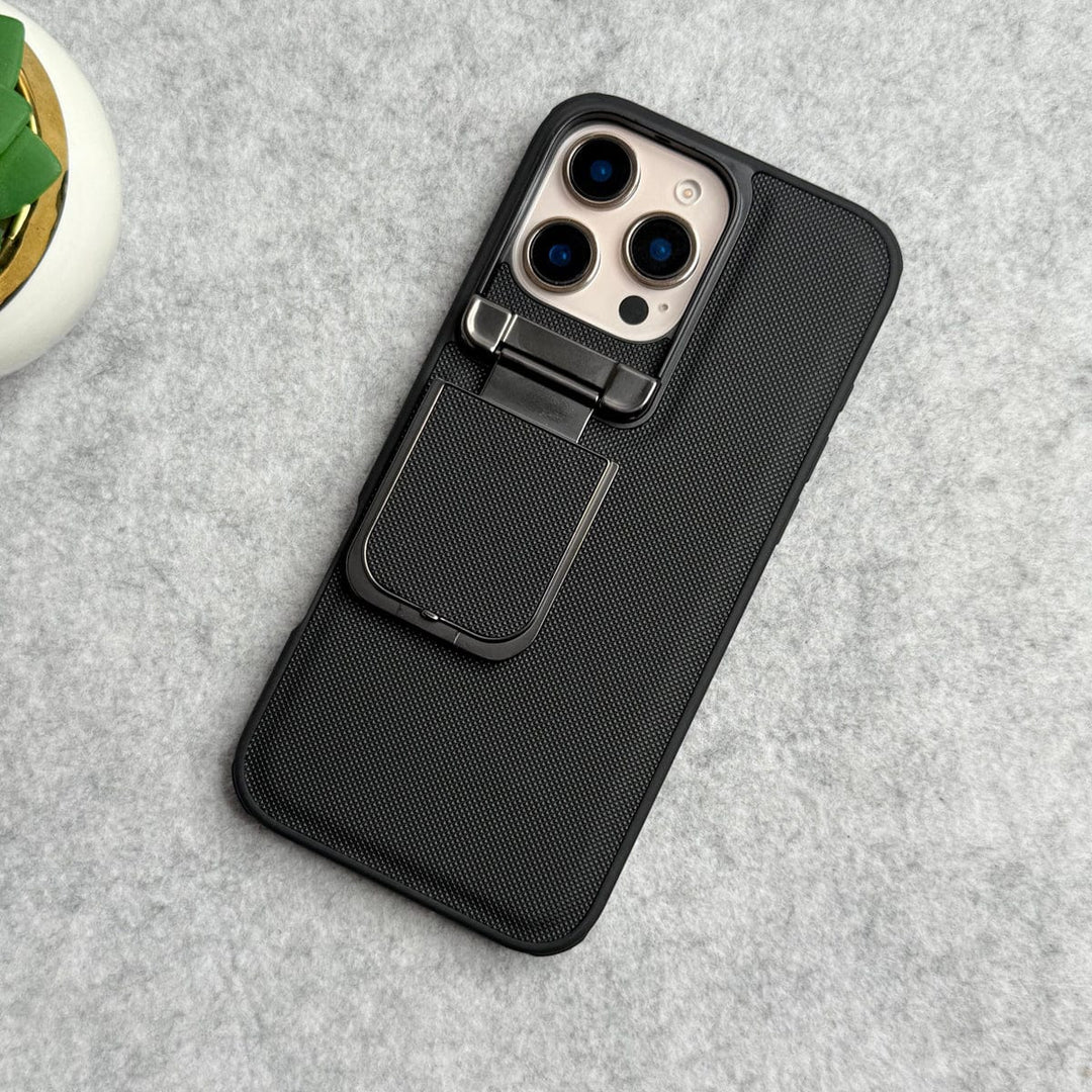 FRATO luxury Case iPhone 16 Pro Max / Black iPhone Series Metal Camera Cap Stand Case Cover