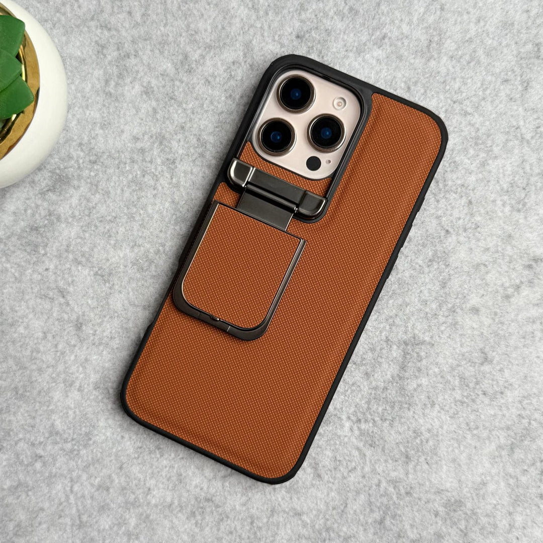 FRATO luxury Case iPhone 16 Pro Max / Brown iPhone Series Metal Camera Cap Stand Case Cover