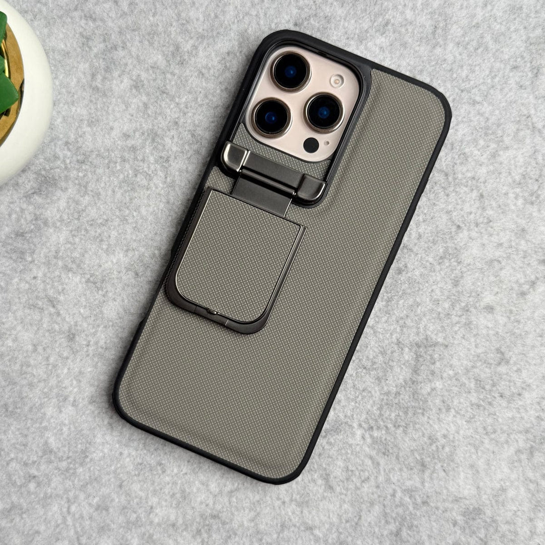 FRATO luxury Case iPhone 16 Pro Max / Gray iPhone Series Metal Camera Cap Stand Case Cover