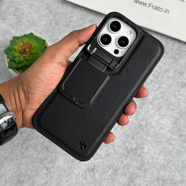 FRATO luxury Case iPhone 16 Pro Max / Luxury Black iPhone Metal Camera Cap Stand Cover