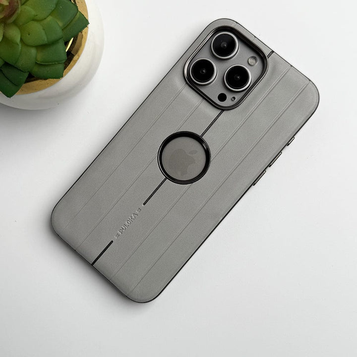 FRATO luxury Case iPhone 16 Pro Max / Titanium Gray iPhone Suitcase Design PU Leather Case Cover Metal Buttons