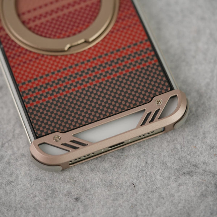 FRATO luxury Case iPhone 16 Series Aramid Fiber Metal Case With Rotating Stand Desert Titanium