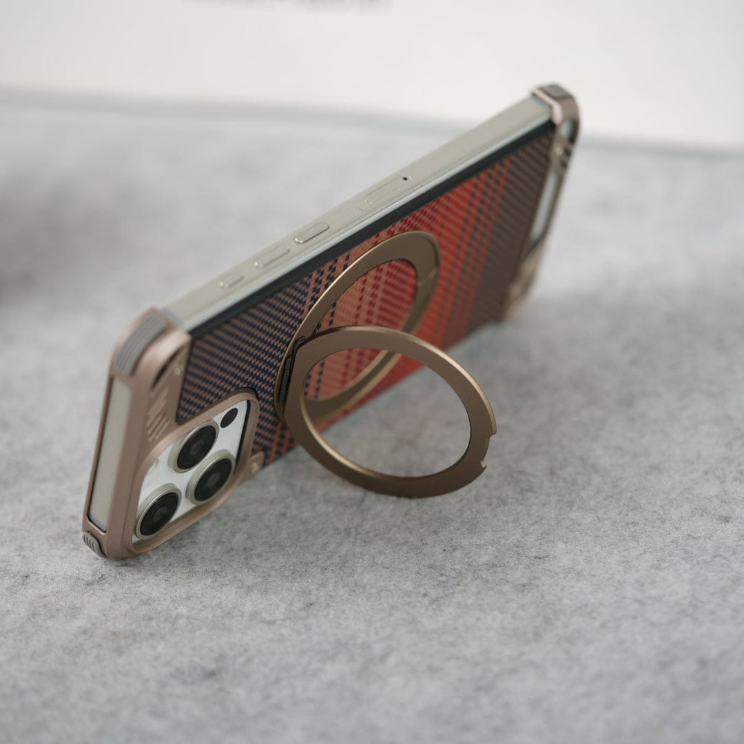 FRATO luxury Case iPhone 16 Series Aramid Fiber Metal Case With Rotating Stand Desert Titanium
