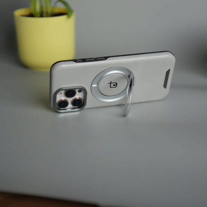 FRATO luxury Case iPhone 16 Series Luxury Leather Magnetic Ring Case | Metal Camera Frame and Kickstand Cover