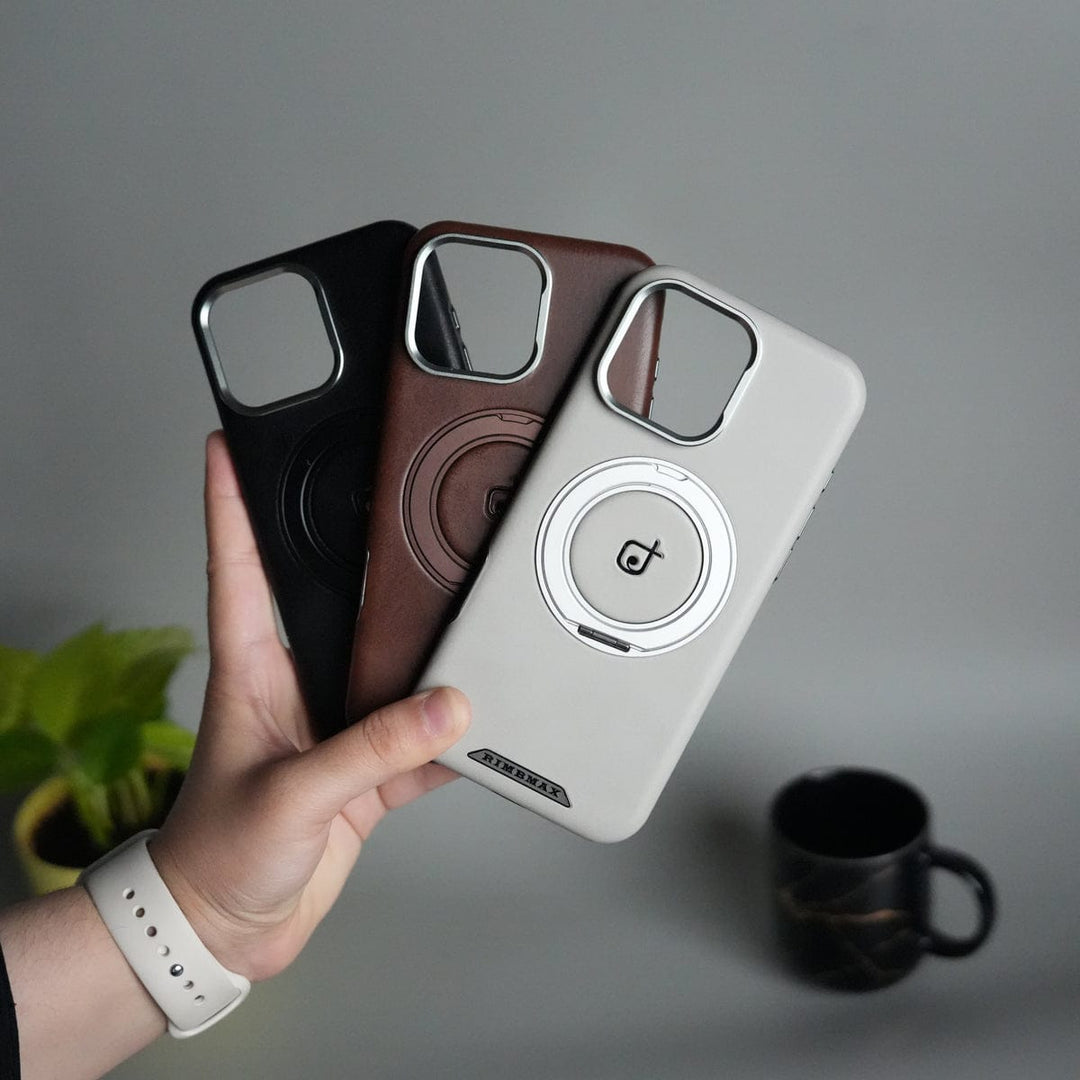 FRATO luxury Case iPhone 16 Series Luxury Leather Magnetic Ring Case | Metal Camera Frame and Kickstand Cover