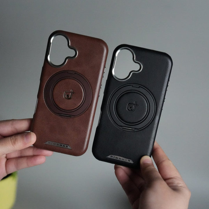 FRATO luxury Case iPhone 16 Series Luxury Leather Magnetic Ring Case | Metal Camera Frame and Kickstand Cover