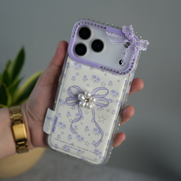 FRATO luxury Case iPhone 17 Pro Max iPhone Cute Bow Pearl Case | Lavender Aesthetic Designer Cover