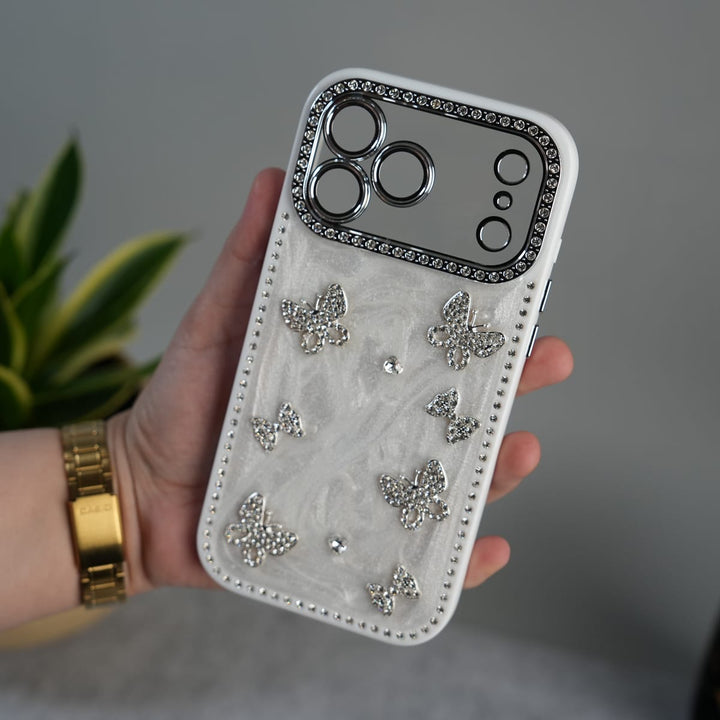 FRATO luxury Case iPhone 17 Pro Max iPhone Elegant Butterfly Charm Case | Premium Pearl Finish Designer Cover