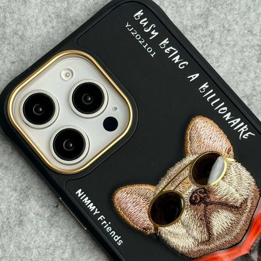 FRATO luxury Case iPhone 3D Embroidery Cool Dog RedBlack Jacket Case