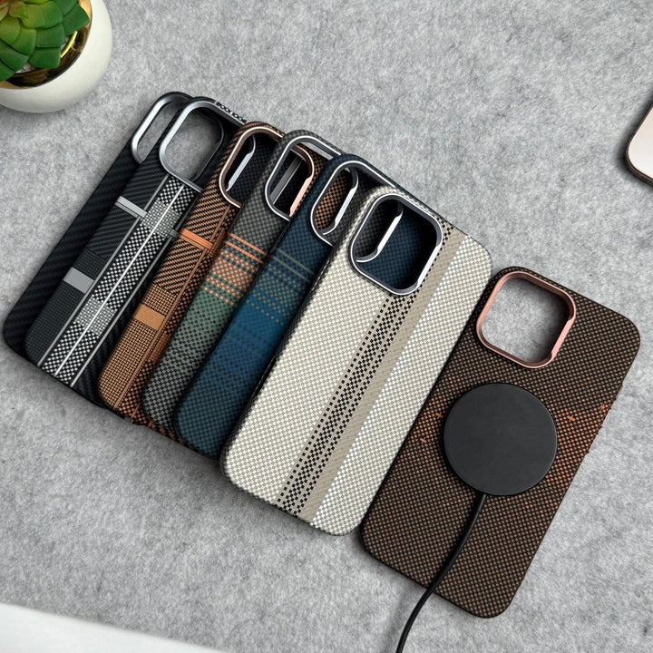 FRATO luxury Case iPhone Carbon Fiber Texture Aramid Design Hard Pc MagSafe Case Cover