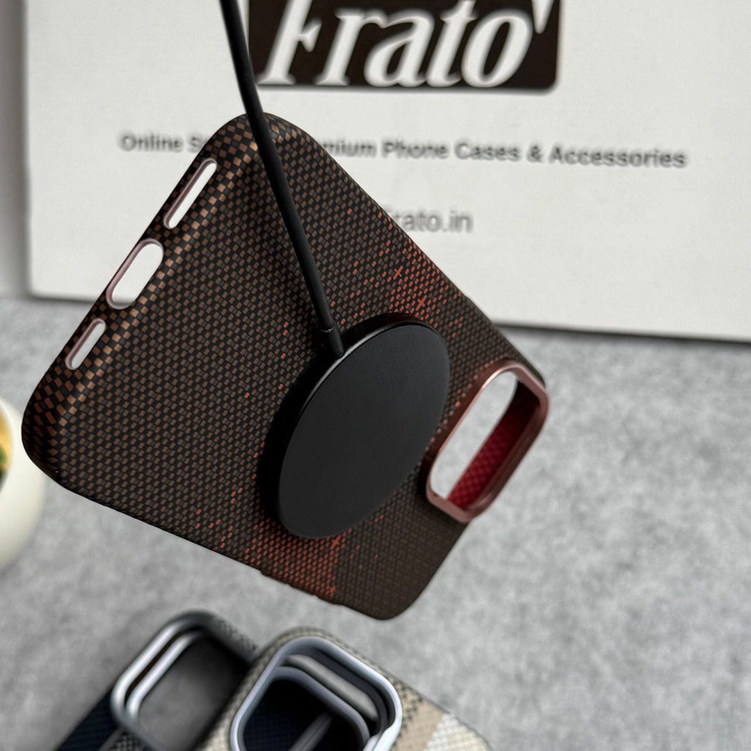 FRATO luxury Case iPhone Carbon Fiber Texture Aramid Design Hard Pc MagSafe Case Cover