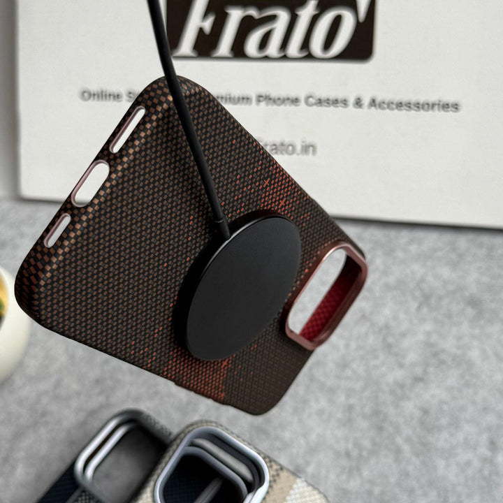FRATO luxury Case iPhone Carbon Fiber Texture Aramid Design Hard Pc MagSafe Case Cover