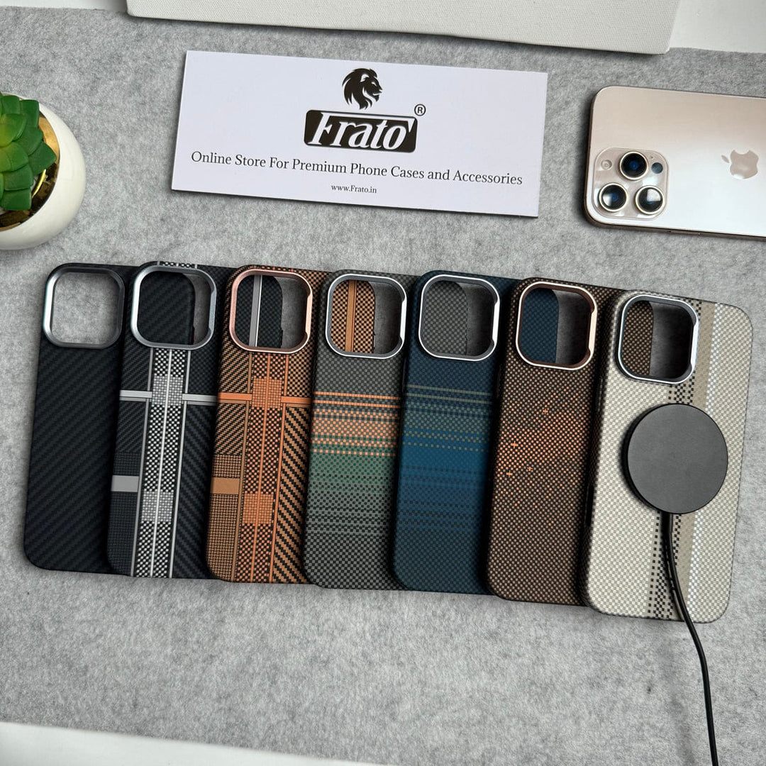 FRATO luxury Case iPhone Carbon Fiber Texture Aramid Design Hard Pc MagSafe Case Cover