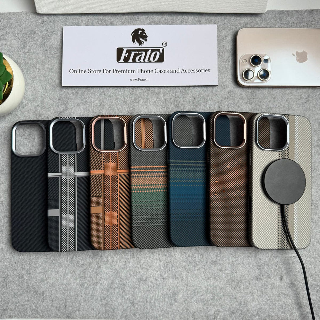 FRATO luxury Case iPhone Carbon Fiber Texture Aramid Design Hard Pc MagSafe Case Cover