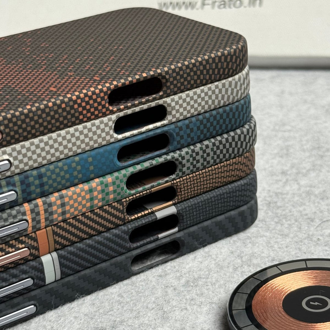 FRATO luxury Case iPhone Carbon Fiber Texture Aramid Design Hard Pc MagSafe Case Cover