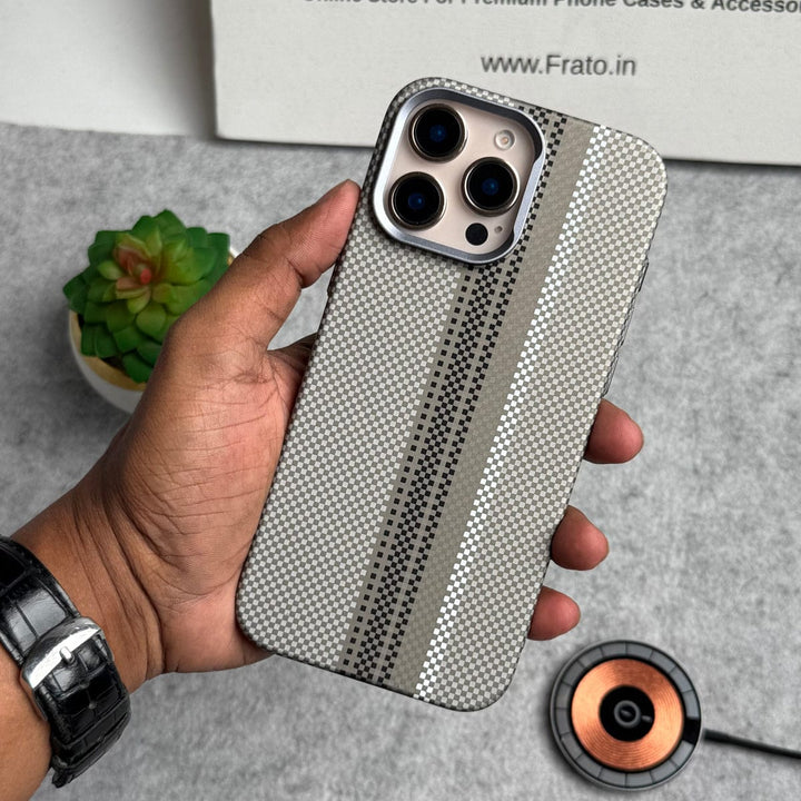 FRATO luxury Case iPhone Carbon Fiber Texture Aramid Design Hard Pc MagSafe Case Cover