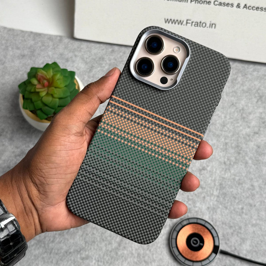 FRATO luxury Case iPhone Carbon Fiber Texture Aramid Design Hard Pc MagSafe Case Cover