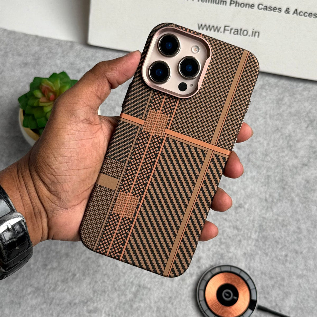 FRATO luxury Case iPhone Carbon Fiber Texture Aramid Design Hard Pc MagSafe Case Cover