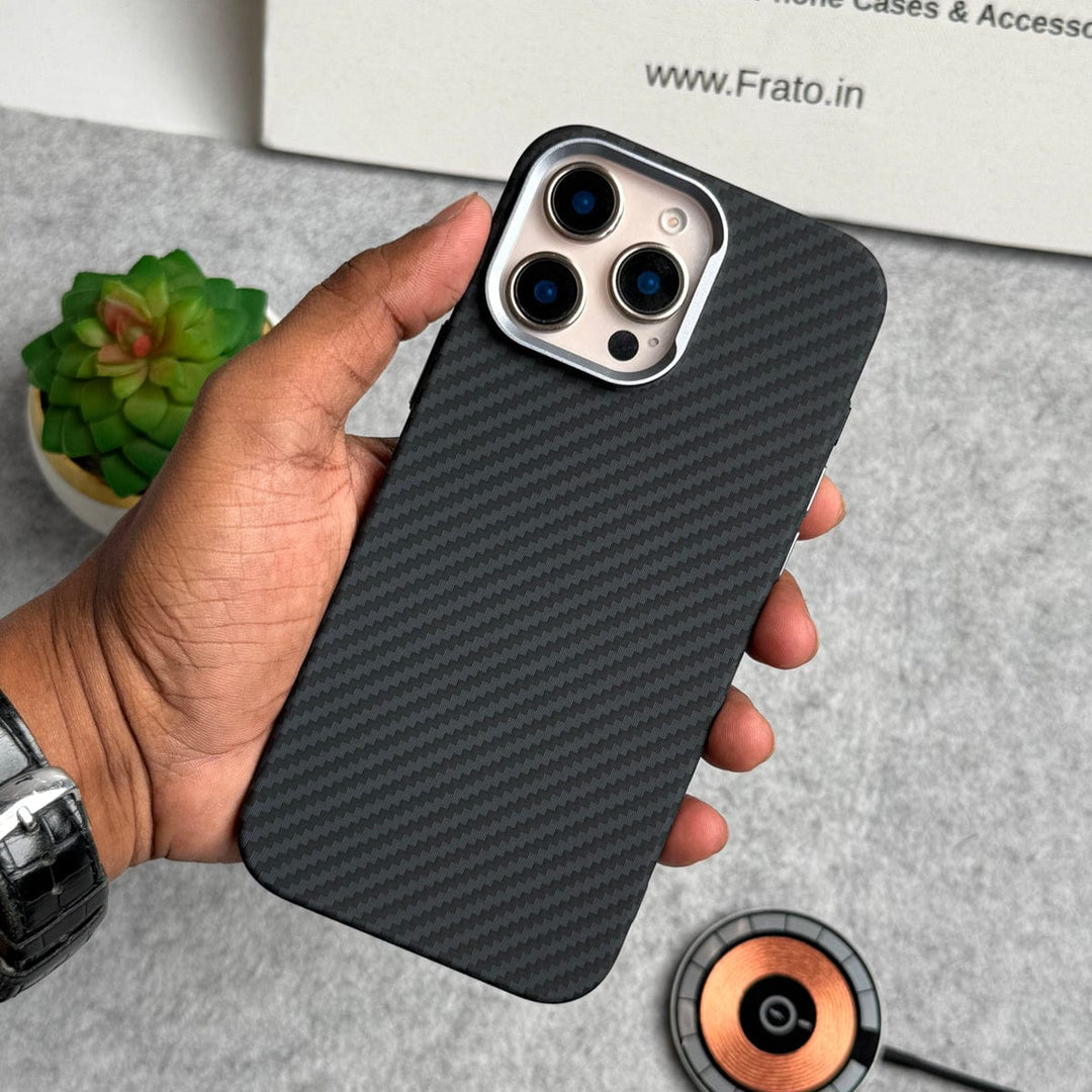 FRATO luxury Case iPhone Carbon Fiber Texture Aramid Design Hard Pc MagSafe Case Cover
