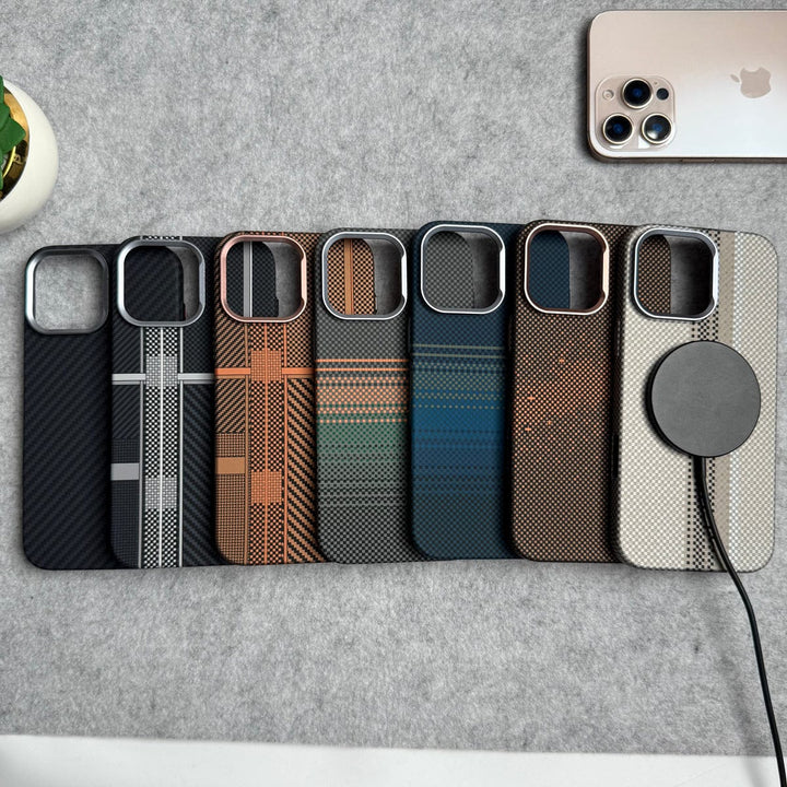 FRATO luxury Case iPhone Carbon Fiber Texture Aramid Design Hard Pc MagSafe Case Cover