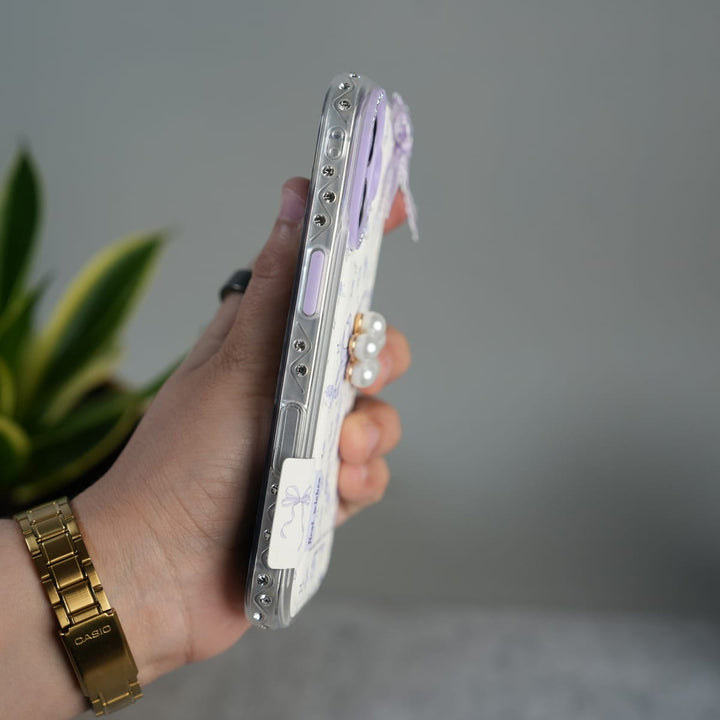 FRATO luxury Case iPhone Cute Bow Pearl Case | Lavender Aesthetic Designer Cover