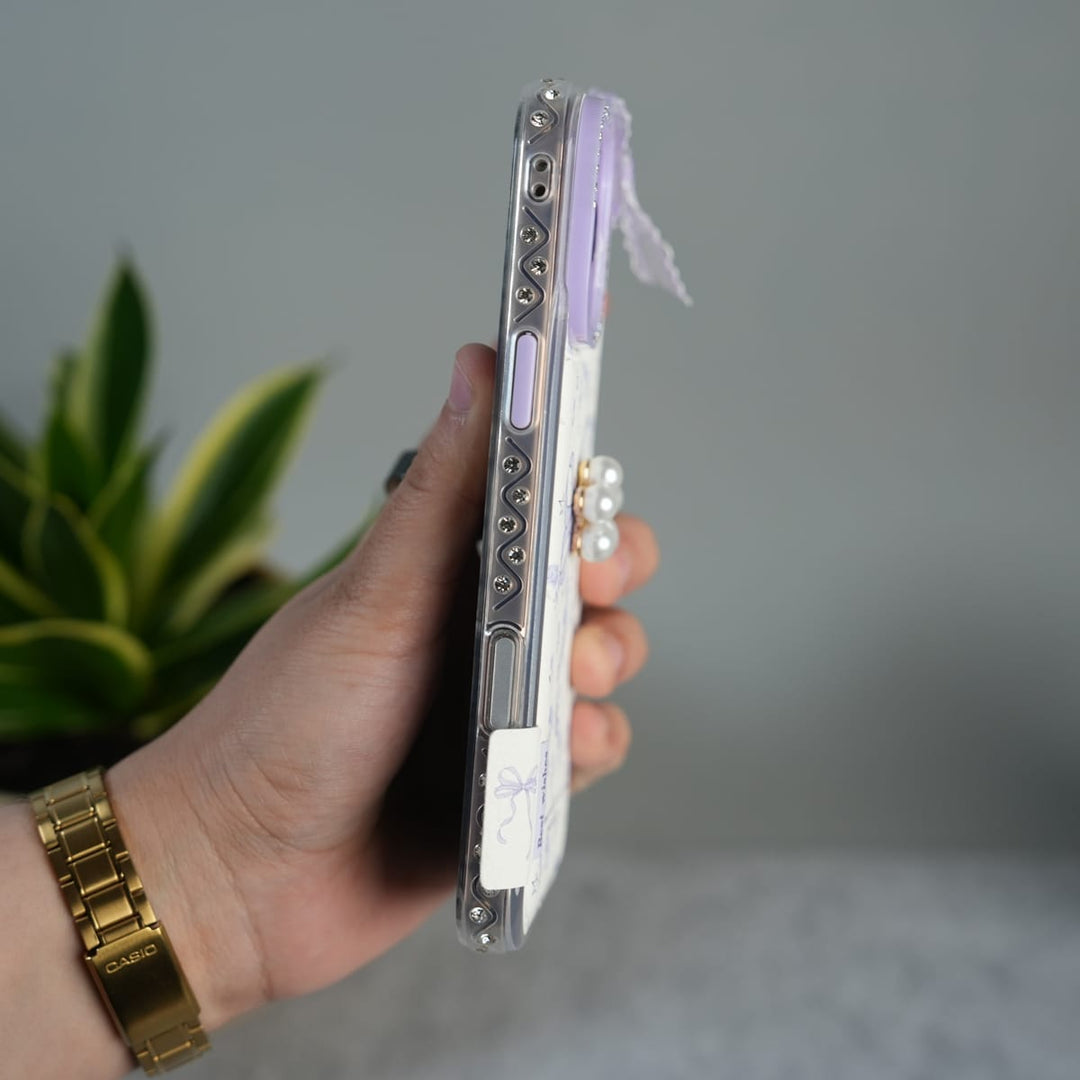 FRATO luxury Case iPhone Cute Bow Pearl Case | Lavender Aesthetic Designer Cover