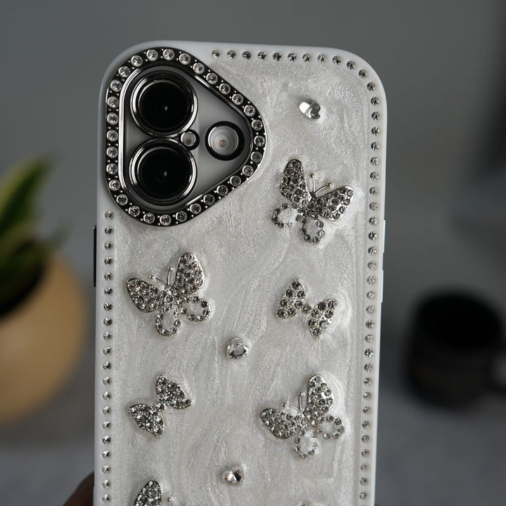 FRATO luxury Case iPhone Elegant Butterfly Charm Case | Premium Pearl Finish Designer Cover