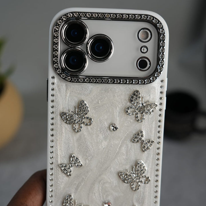 FRATO luxury Case iPhone Elegant Butterfly Charm Case | Premium Pearl Finish Designer Cover