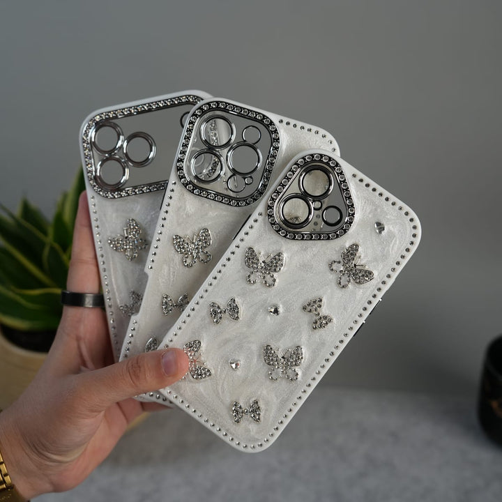 FRATO luxury Case iPhone Elegant Butterfly Charm Case | Premium Pearl Finish Designer Cover