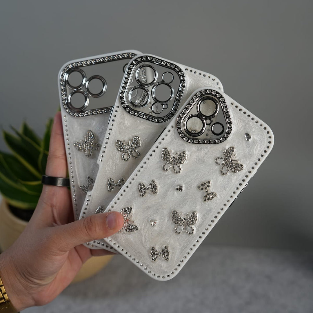 FRATO luxury Case iPhone Elegant Butterfly Charm Case | Premium Pearl Finish Designer Cover