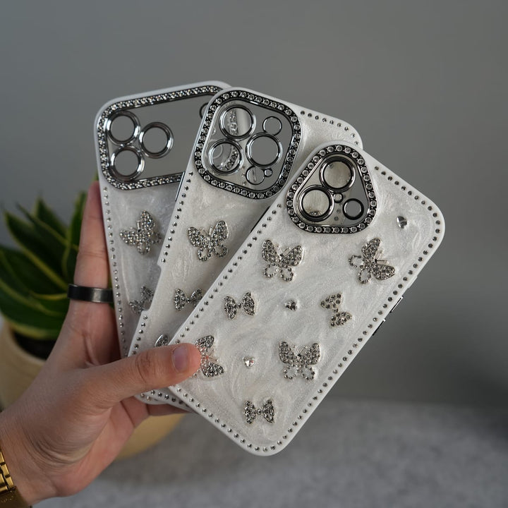 FRATO luxury Case iPhone Elegant Butterfly Charm Case | Premium Pearl Finish Designer Cover