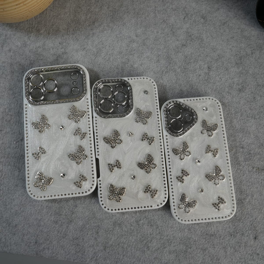FRATO luxury Case iPhone Elegant Butterfly Charm Case | Premium Pearl Finish Designer Cover