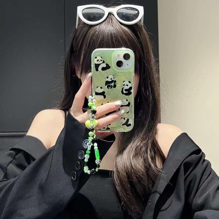 FRATO luxury Case iPhone Green Panda Cover With Charm holder
