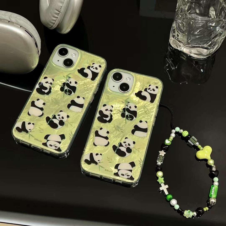 FRATO luxury Case iPhone Green Panda Cover With Charm holder