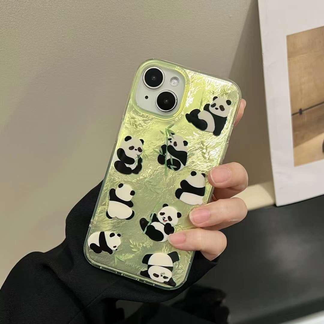 FRATO luxury Case iPhone Green Panda Cover With Charm holder