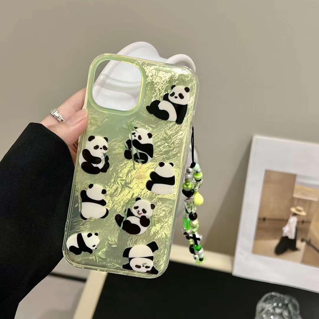 FRATO luxury Case iPhone Green Panda Cover With Charm holder