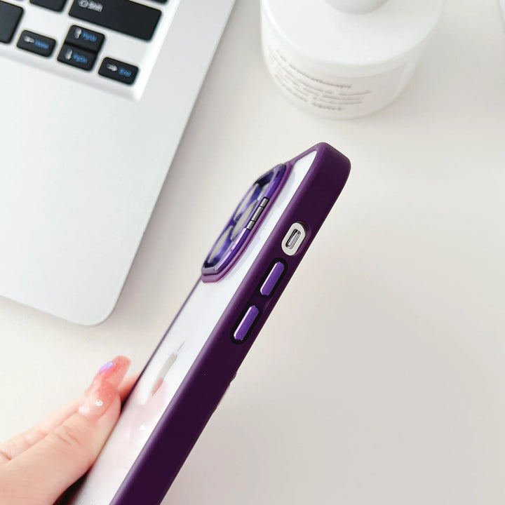 FRATO luxury Case iPhone Hollow Flipping Lens Bracket Case Cover ( Deep Purple )