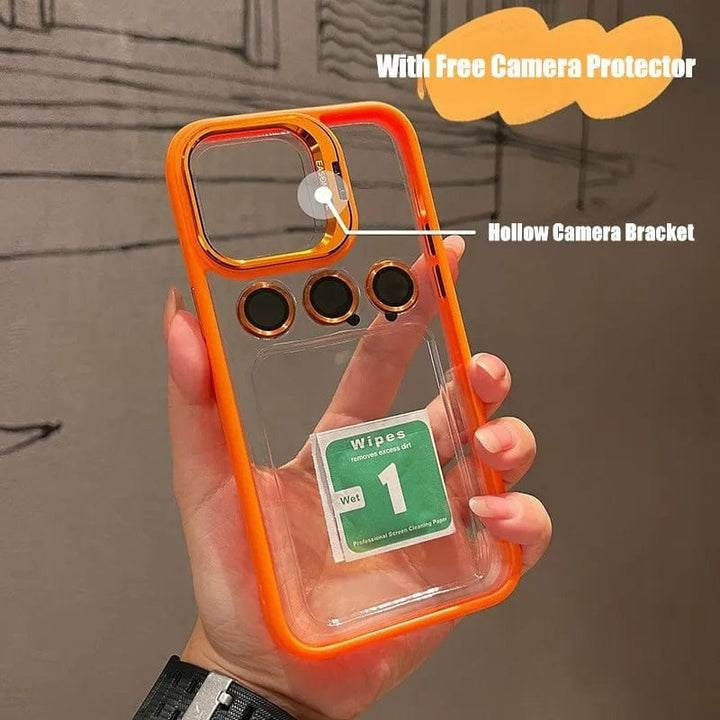FRATO luxury Case iPhone Hollow Flipping Lens Bracket Case Cover ( Orange Edition )