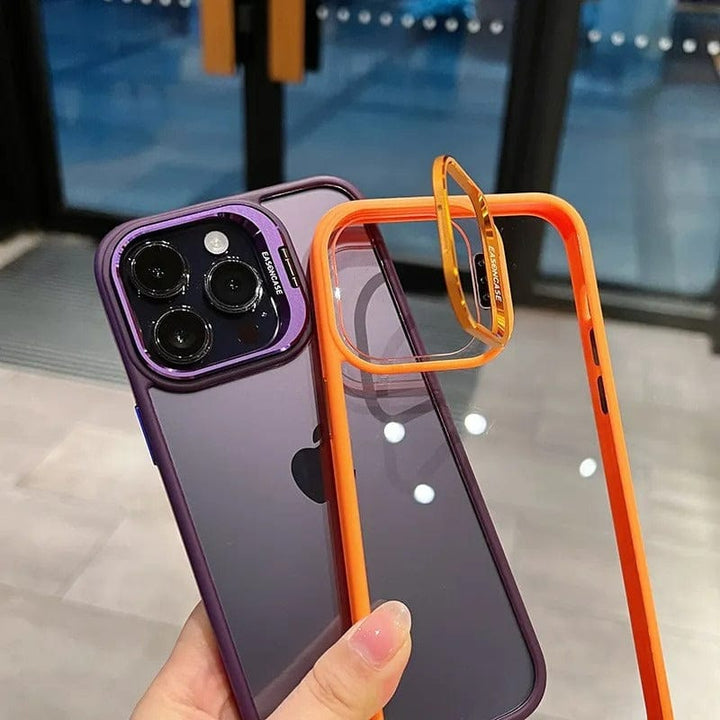 FRATO luxury Case iPhone Hollow Flipping Lens Bracket Case Cover ( Orange Edition )