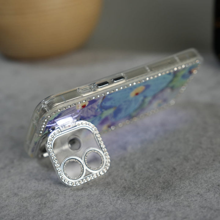 FRATO luxury Case iPhone Luxury 3D Oil Painting Floral Design Glitter Lens Protection Stand Cover | Green