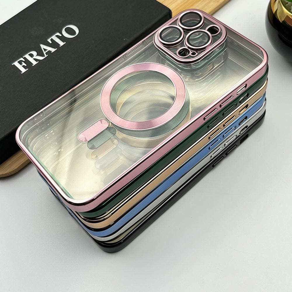 FRATO luxury Case iPhone Luxury Magsafe Magnetic Transparent Phone Case With Lens Protector