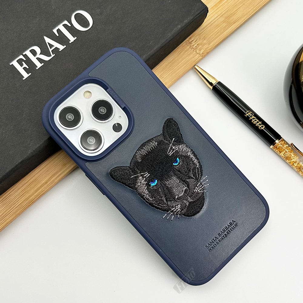 FRATO luxury Case iPhone Luxury Santa Barbara Leather Savana Series Panther Back Cover
