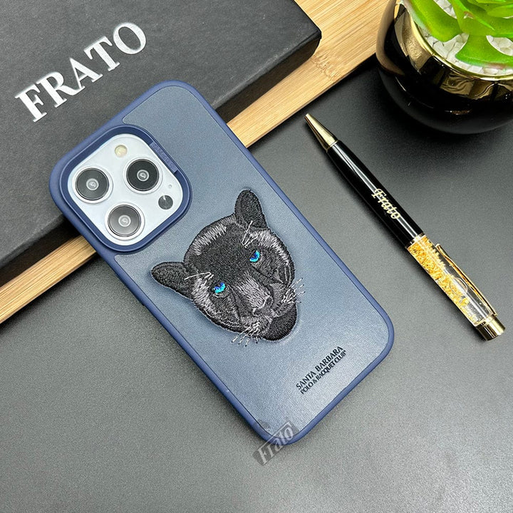 FRATO luxury Case iPhone Luxury Santa Barbara Leather Savana Series Panther Back Cover