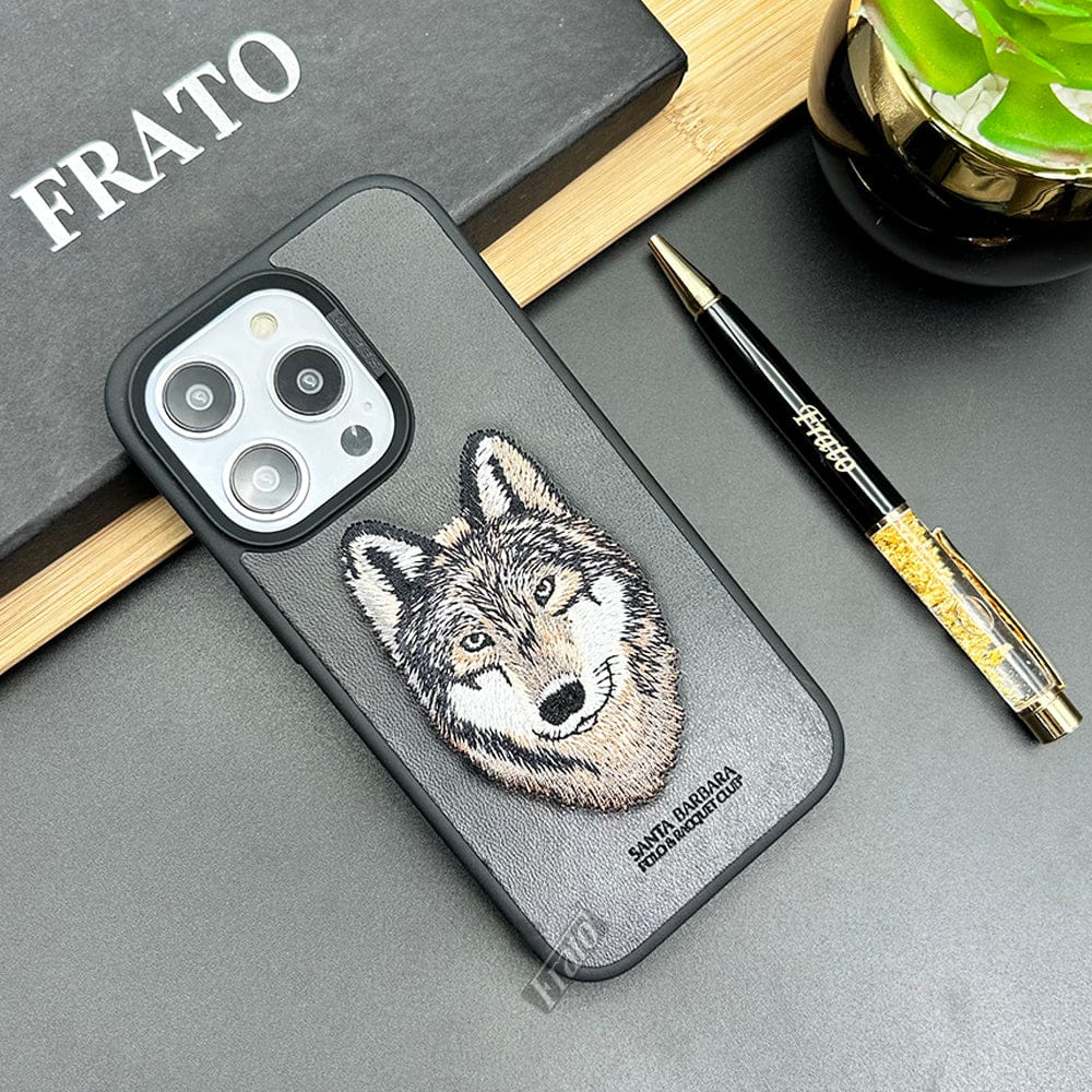 FRATO luxury Case iPhone Luxury Santa Barbara Leather Savana Series Wolf Back Cover