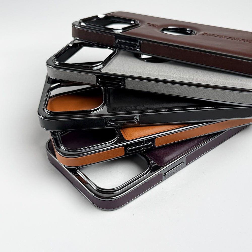 FRATO luxury Case iPhone Middle Stitch PU Leather Side Chrome Case Cover